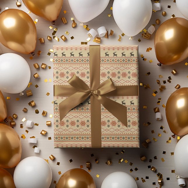 Papier Cadeau Motif de Renne pour Pull de Noël (Créateur téléchargé)