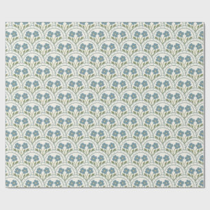 Papier Cadeau Motif de répétition de la pétale bleu fleur