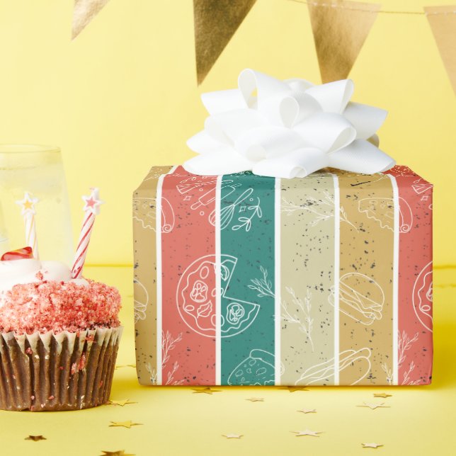 Papier Cadeau Motif de restauration rapide rétro (Fête d'anniversaire)