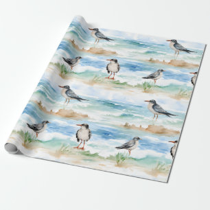 Papier Cadeau Motif de rivage de bécasseau côtier (4)