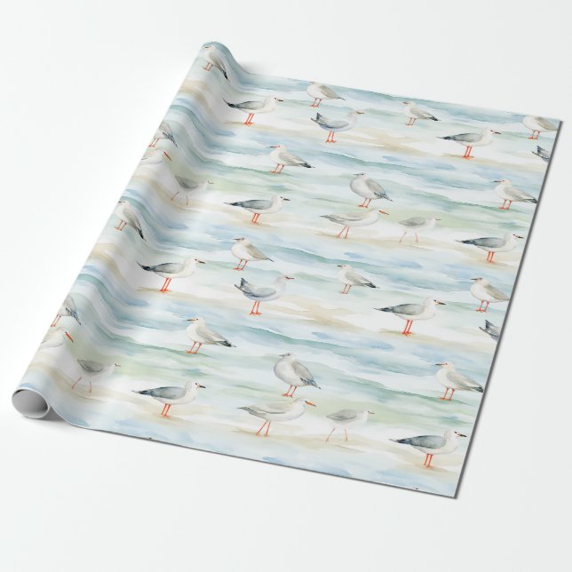 Papier Cadeau Motif de rivage de bécasseau côtier (6) (Déroulé)