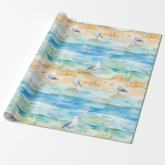 Papier Cadeau Motif de rivage du bécasseau côtier (1) (Déroulé)