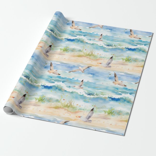 Papier Cadeau Motif de rivage du bécasseau côtier (2) (Déroulé)