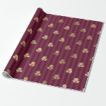 Papier Cadeau Motif de rose burgundy et or vintage Paris<br><div class="desc">Papier d'emballage vintage Paris fleurs roses françaises rouges burgundy et or</div>