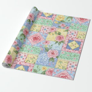 Papier Cadeau Motif de rose de courtepoint ancien