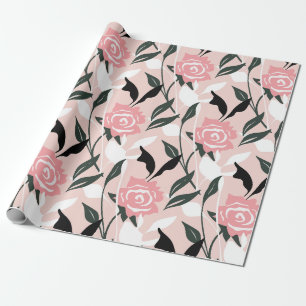 Papier Cadeau Motif de rose rose