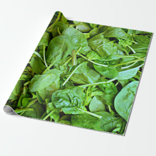 Papier Cadeau motif de salade d'épinards frais et verts