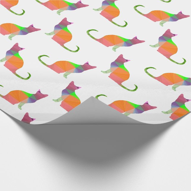 Papier Cadeau Motif de silhouette de chat en Low Poly (Coin)