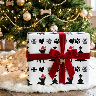 Papier Cadeau Motif de silhouette de chien Chihuahua pour Noël