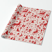 Motif de silhouette de renne de Noël rouge et blan