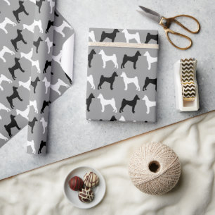 Papier Cadeau Motif de silhouettes de chien Basenji