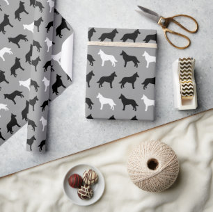 Papier Cadeau Motif de silhouettes malinois belge