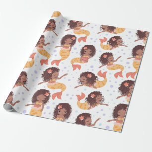 Papier Cadeau Motif de sirène afro-américain