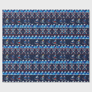 Papier Cadeau Motif de ski de Noël laid pour les Fêtes