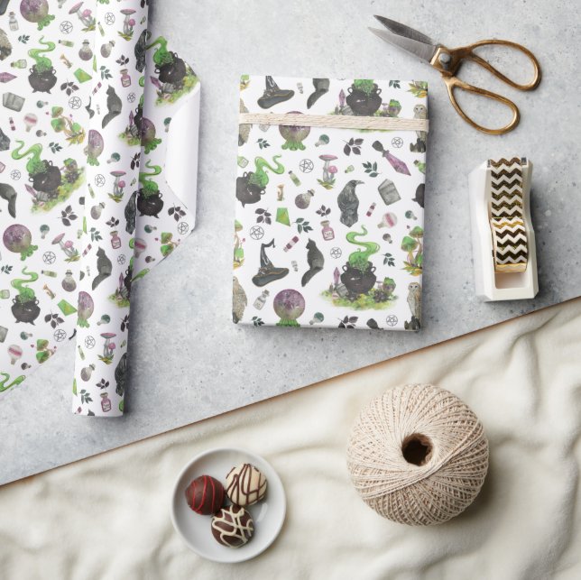 Papier Cadeau Motif de sorcière magique éffrayant (Artisanat)