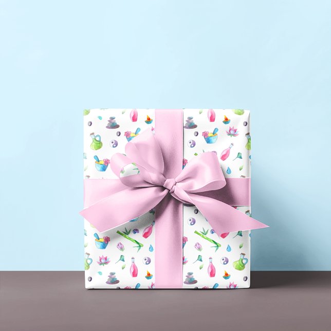 Papier Cadeau Motif de Spa Aquarelle (Créateur téléchargé)