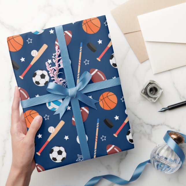 Papier Cadeau Motif de sport de baseball  (Cadeaux)