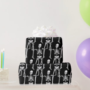 Papier Cadeau Motif de squelettes qui se chevauchent sur fond no