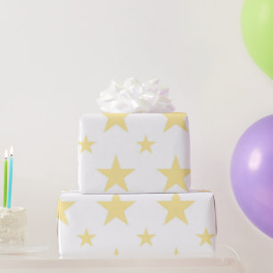 Papier Cadeau Motif de stars pastel jaune céleste pour le printe
