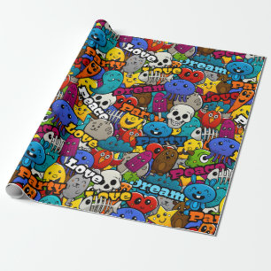 Papier Cadeau Motif de stickers lumineux