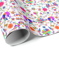Motif de style Otomi avec Weims, lapins et oiseaux