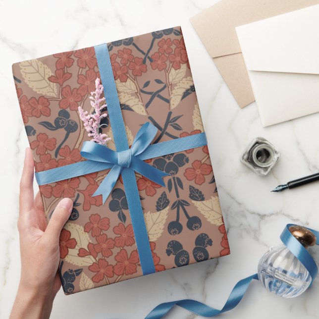 Papier Cadeau Motif de style William Morris d'automne (Cadeaux)