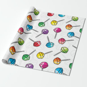 Papier Cadeau motif de sucettes colorées