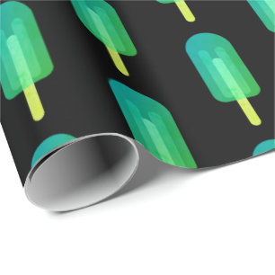 Papier Cadeau Motif de sucettes glacées mignonnes dégradé vert/t