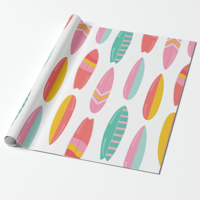Papier Cadeau Motif de surf coloré (Déroulé)