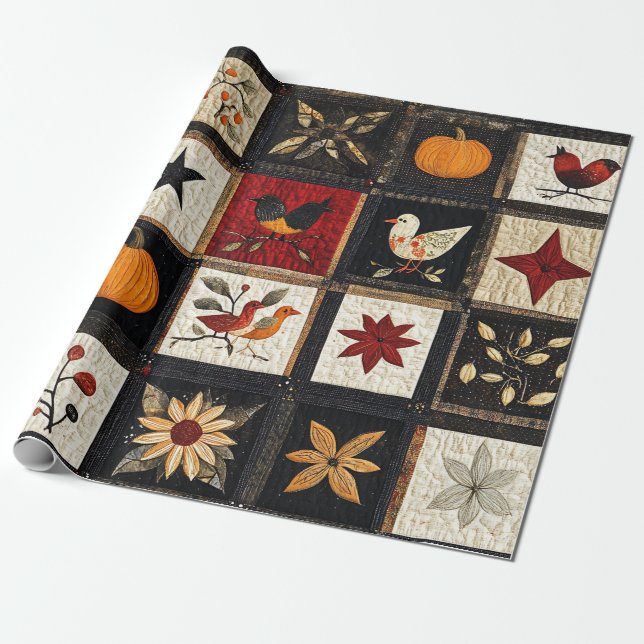 Papier Cadeau Motif de surface composée d'automne rustique | Mot (Déroulé)