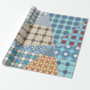 Papier Cadeau motif de surface composée patchwork vintage. Décor