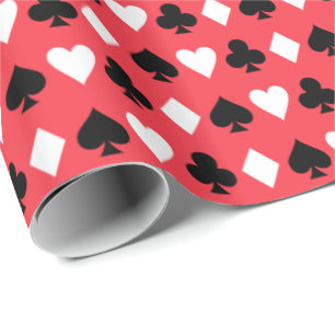 Papier Cadeau Motif de symboles de cartes à jouer de casino de p