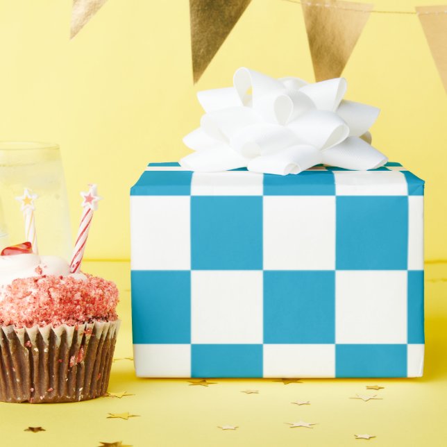 Papier Cadeau Motif de tableau de À damiers bleu blanc (Fête d'anniversaire)