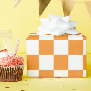 Papier Cadeau Motif de tableau de contrôle blanc orange