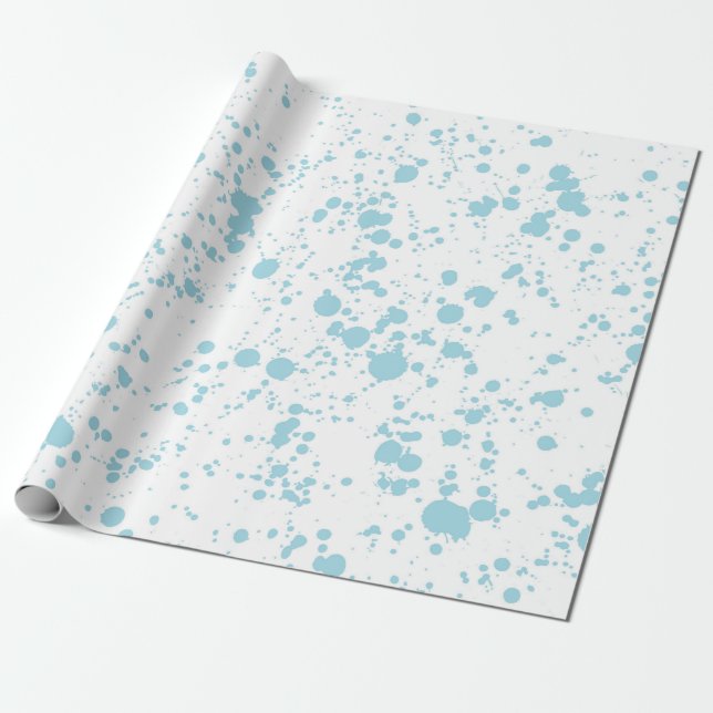 Papier Cadeau Motif de taches de peinture bleue (Déroulé)