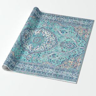 Papier Cadeau Motif de tapis bleu vintage
