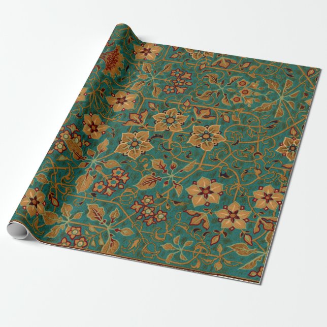 Papier Cadeau Motif de tapis floral vintage (Déroulé)