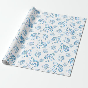 Papier Cadeau Motif de tatouage de tortue de mer mignon