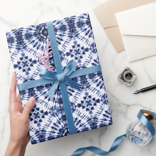 Papier Cadeau Motif de teinture bleu foncé (Cadeaux)