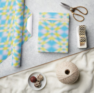 Papier Cadeau Motif de teinture jaune bleu