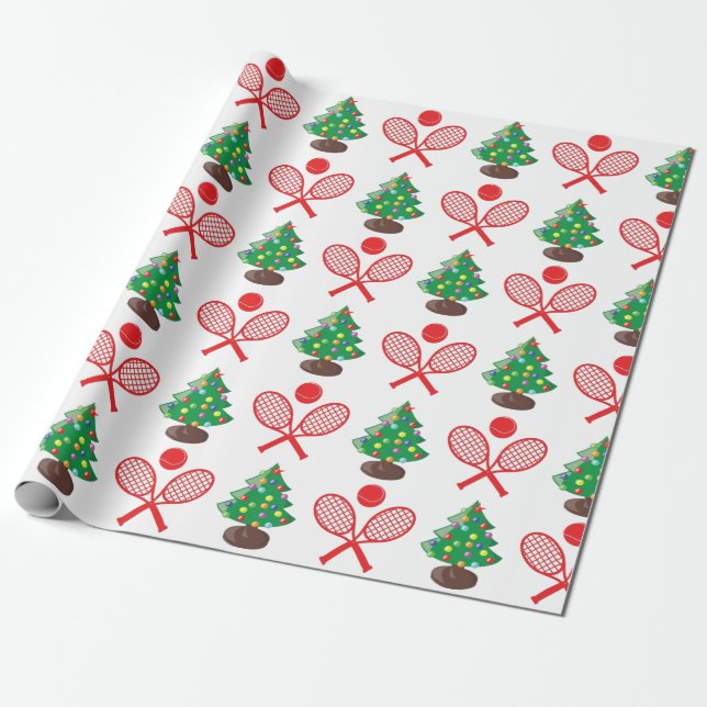 Papier Cadeau Motif de tennis de Noël (Déroulé)