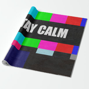Papier Cadeau motif de test de télévision rétro avec rester calm