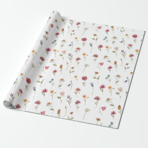 Papier Cadeau Motif de thème Fleur sauvage aquarelle