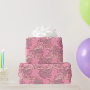 Papier Cadeau Motif de tigre de la Jungle rose