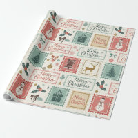 Motif de timbres-poste de Noël vintage