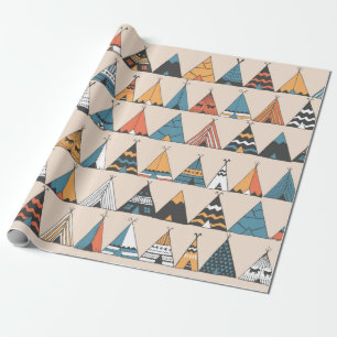 Papier Cadeau Motif de tipi. Tente d'été autochtone de Wigwam