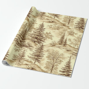 Papier Cadeau Motif de Toile de Jouy Forêt d'Hiver (2)
