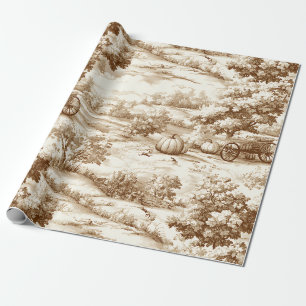 Papier Cadeau Motif de toile de Pâques vintage sépia pour Thanks