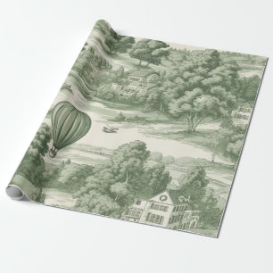 Papier Cadeau Motif de toile romantique verte pour ballon