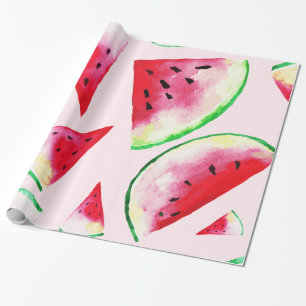 Papier Cadeau Motif de tranche de pastèque d'aquarelle